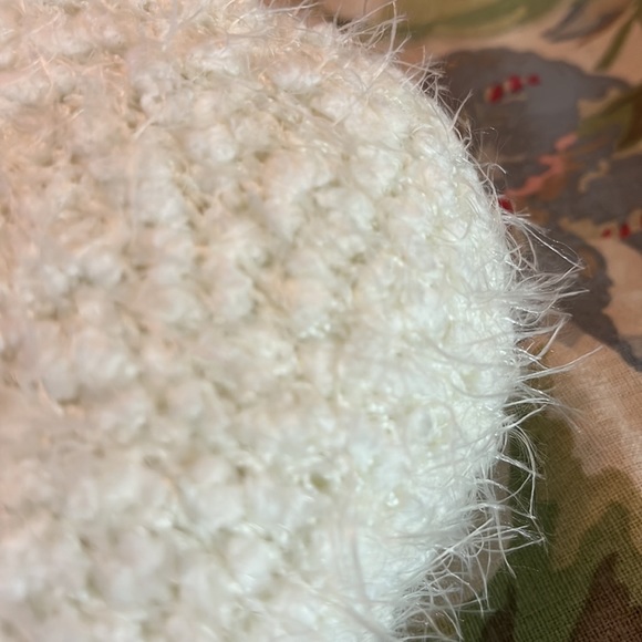 SHOW ME YOUR MUMU Size Medium Fuzzy Crop Varsity Sweater Nubby Ecru Ivory Soft - Picture 15 of 16